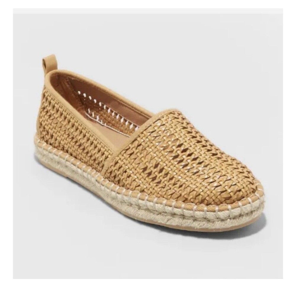 Universal Thread Tan Woven Braided Espadrille Slip-On Flats Almond Toe 5